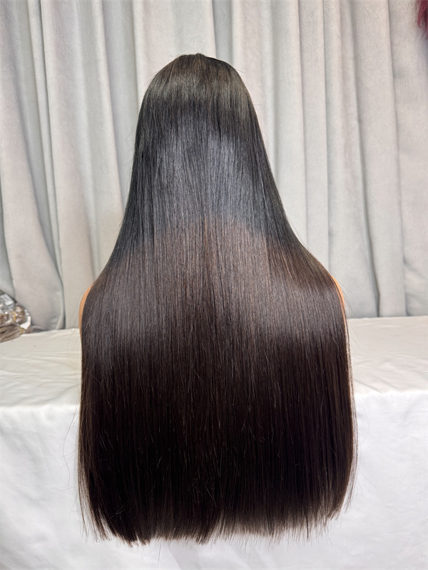 Stema #1B/2 Half Brown 300% Density Double Drawn Bone Straight 2x6 5x5 Lace Closure Wig